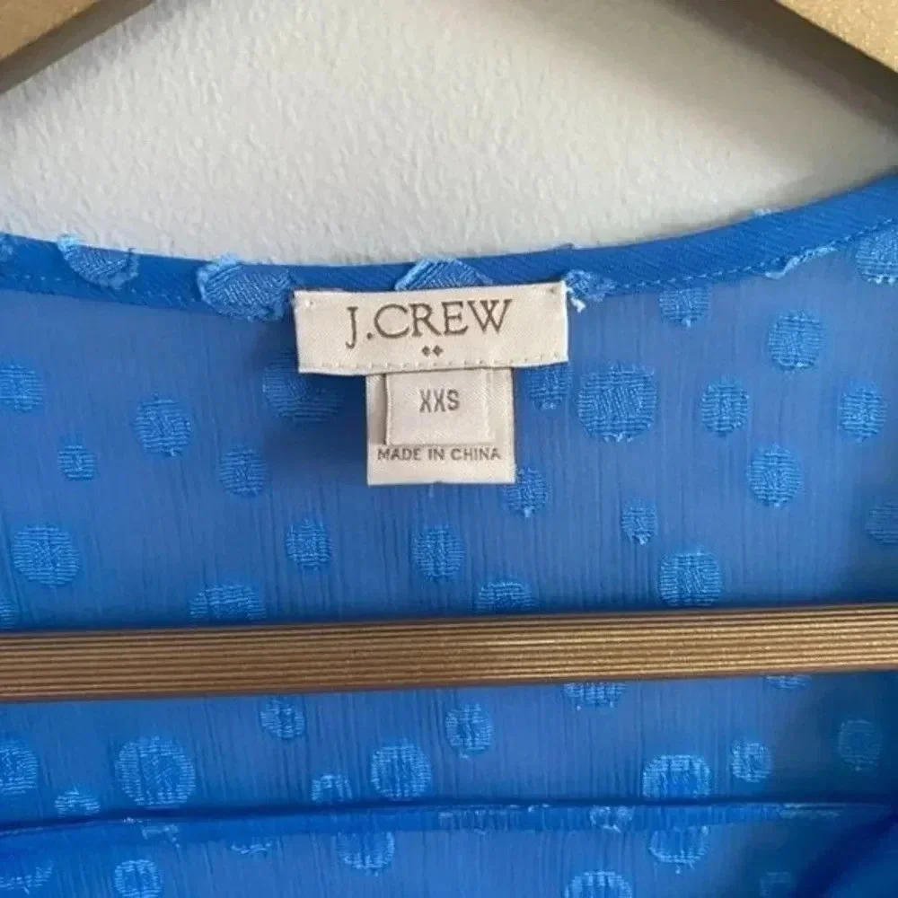 J. Crew Blue Polka Dot Sheer Blouse - Picture 6 of 10